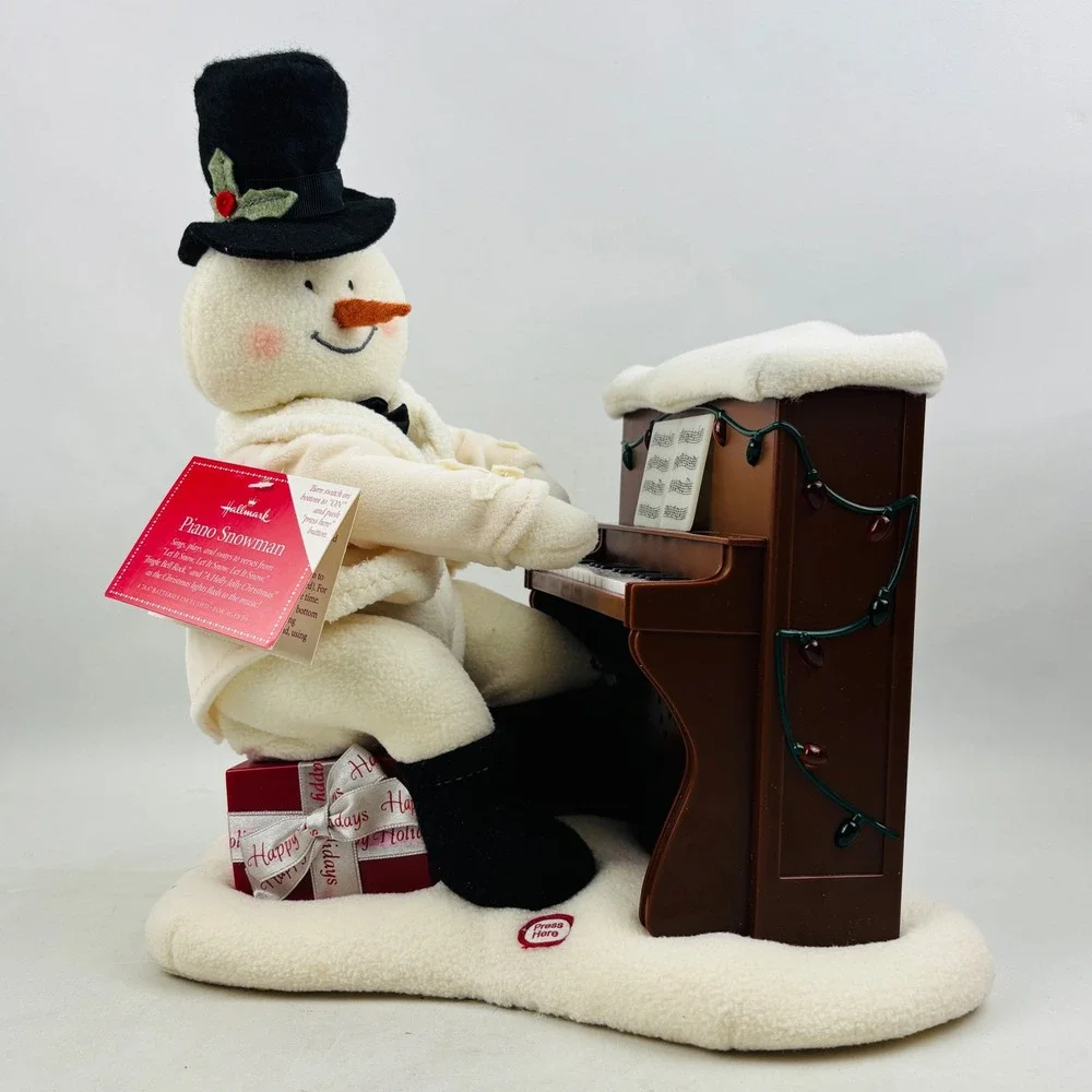 Hallmark Piano Snowman Musical Animated Christmas Decor 2005 Lights Music Tested